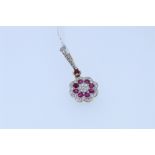 9k Yellow And White Gold Ruby And Diamond Set Pendant