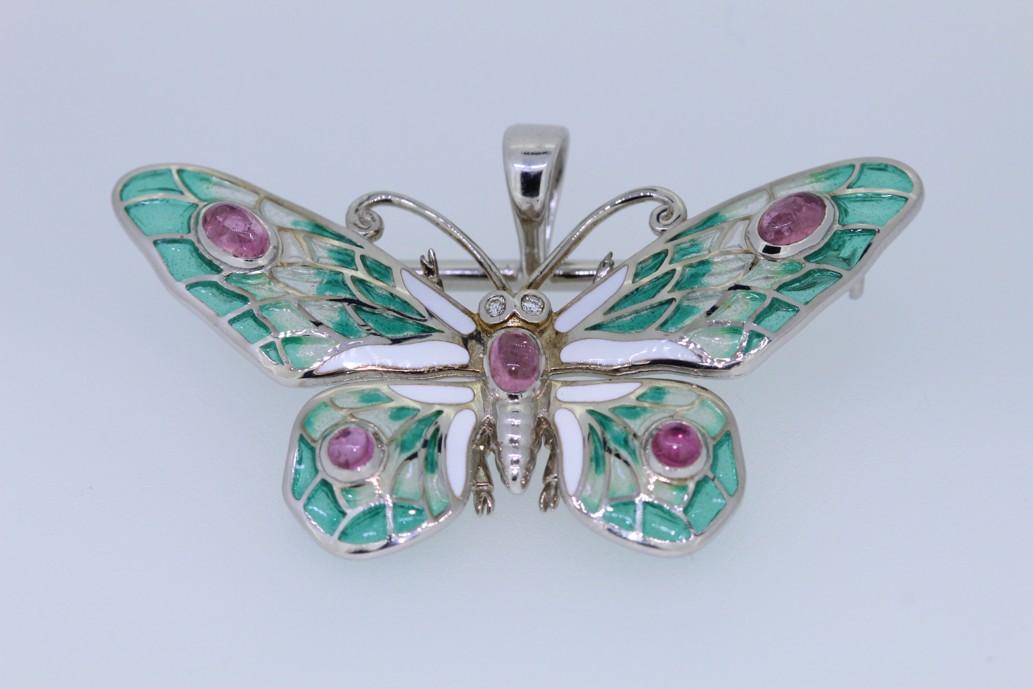 Nicole Barr Sterling Silver Enamelled Butterfly Broach And Pendant - Image 2 of 3