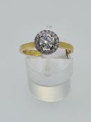18ct uk hallmark yellow and white gold diamond ring