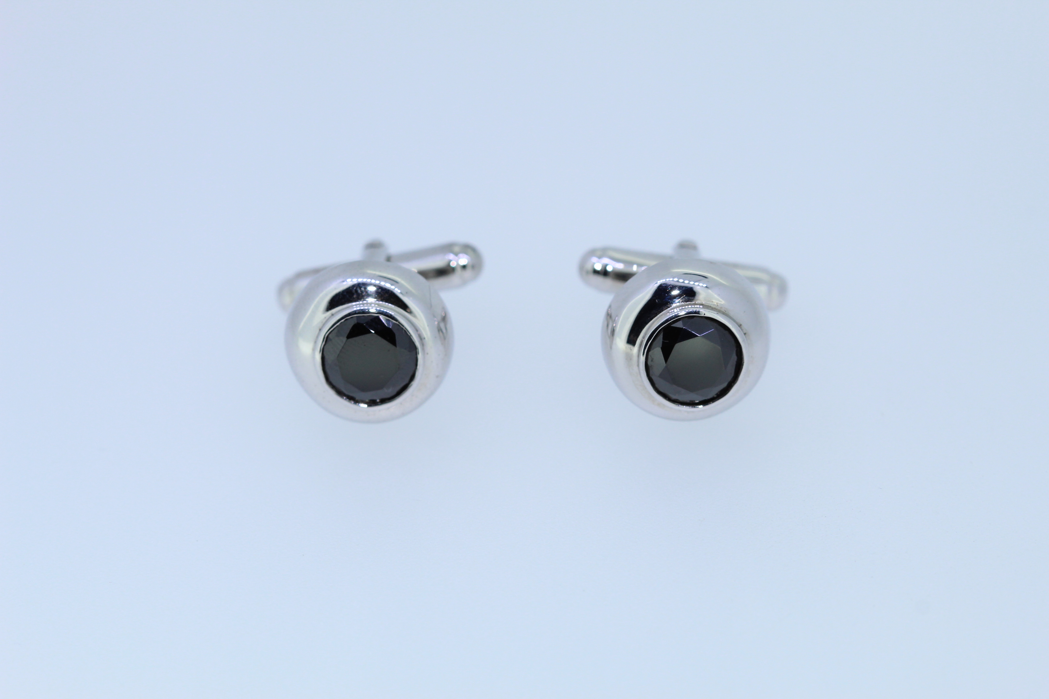 Stamped 925 Silver Cuff Links Set With Hematite