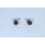 Stamped 925 Silver Cuff Links Set With Hematite