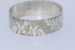 Silver Hallmarked Vintage Hand Engraved Bangle