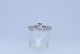 18ct White Gold Emerald Cut Solitaire Diamond Ring