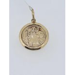 9ct yellow gold hallmarked st christopher pendant