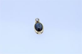 9k Yellow Gold Sapphire And Diamond Set Pendant