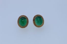 9ct Hallmark Yellow Gold Jadeite Stud Earrings