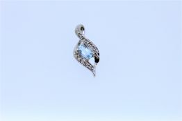 9k White Gold Topaz And Diamond Set Pendant