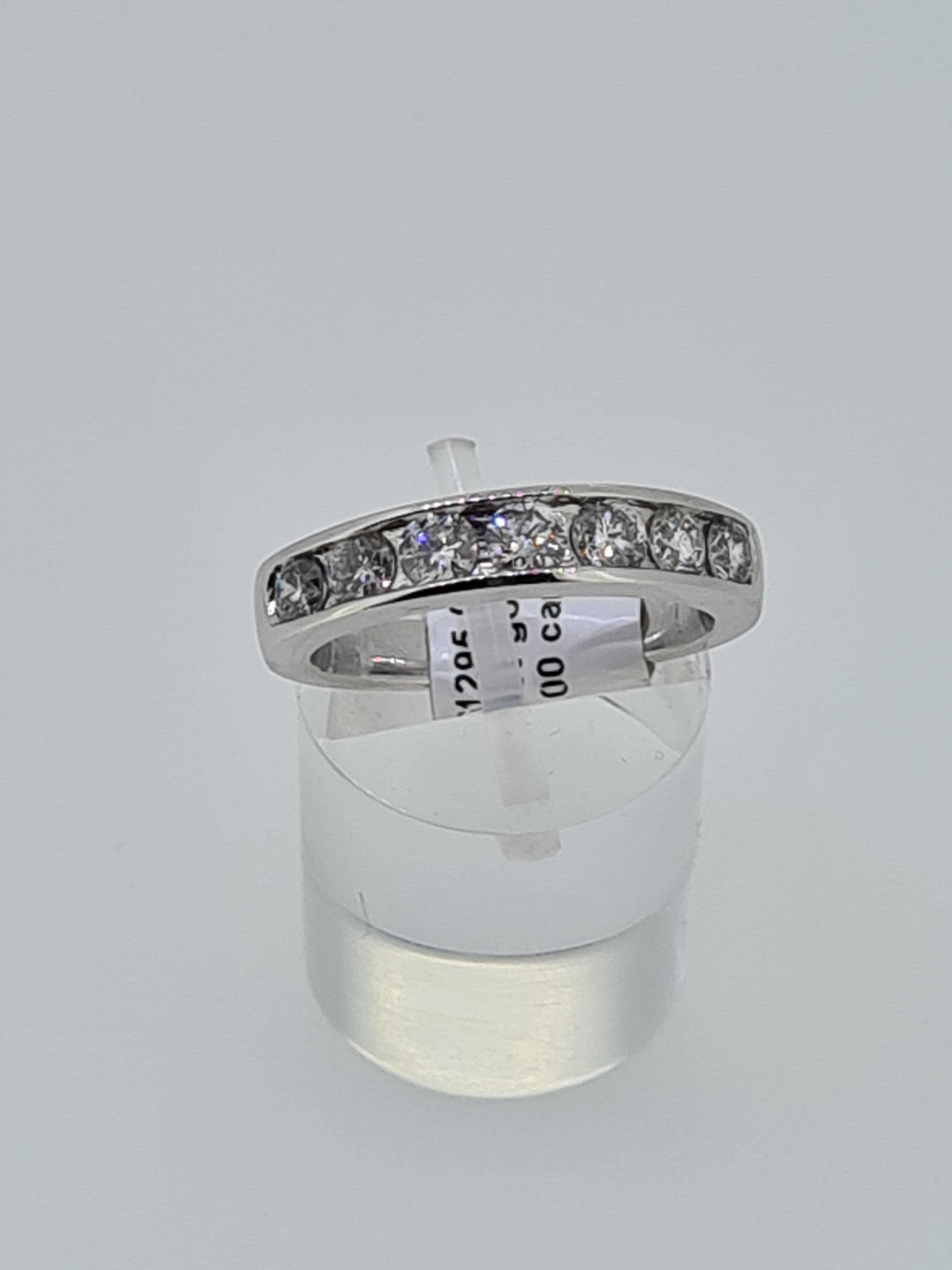 18ct uk hallmark channel set diamond ring