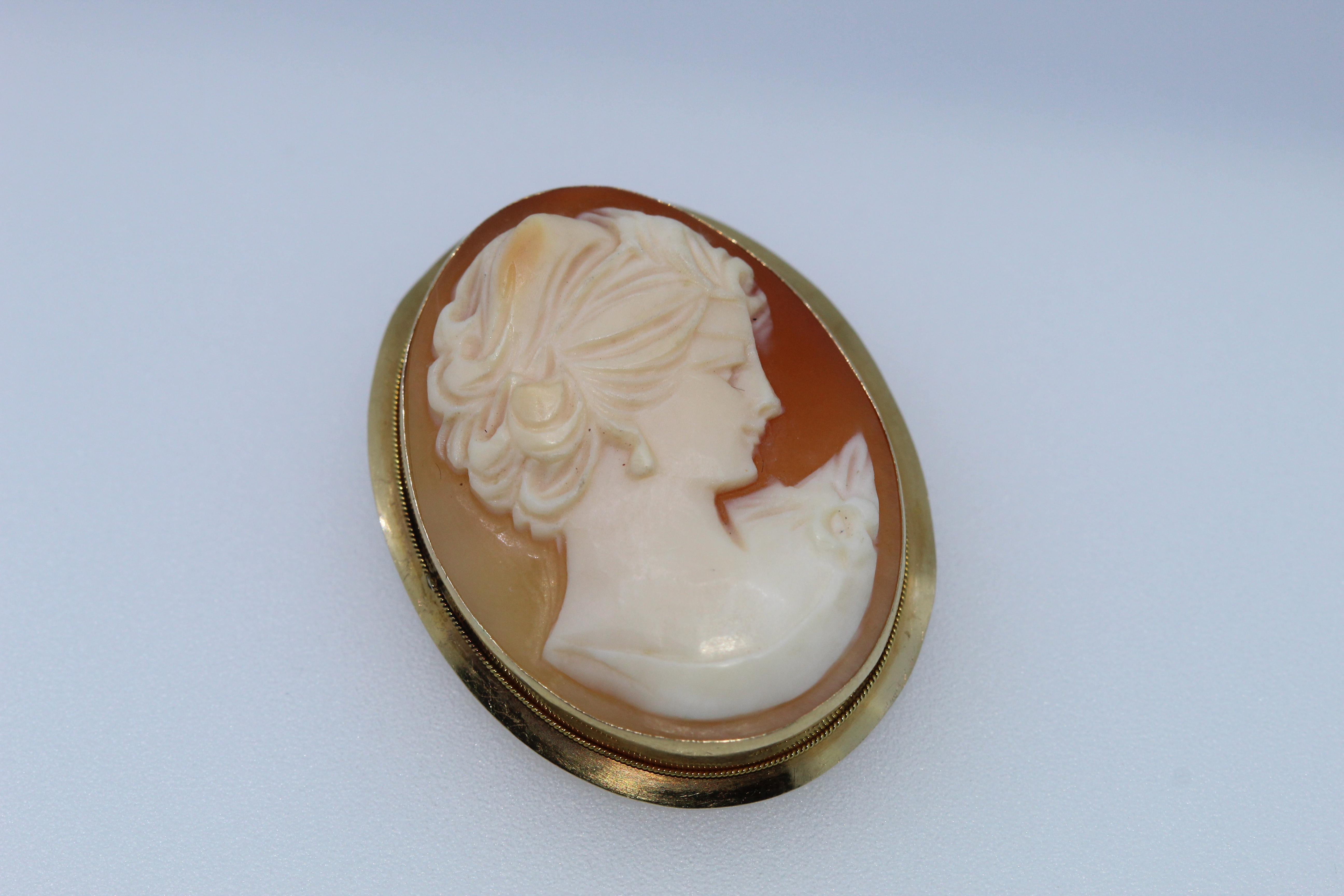 Stamped 750 Yellow Gold Cameo Broach And Pendant - Image 4 of 4