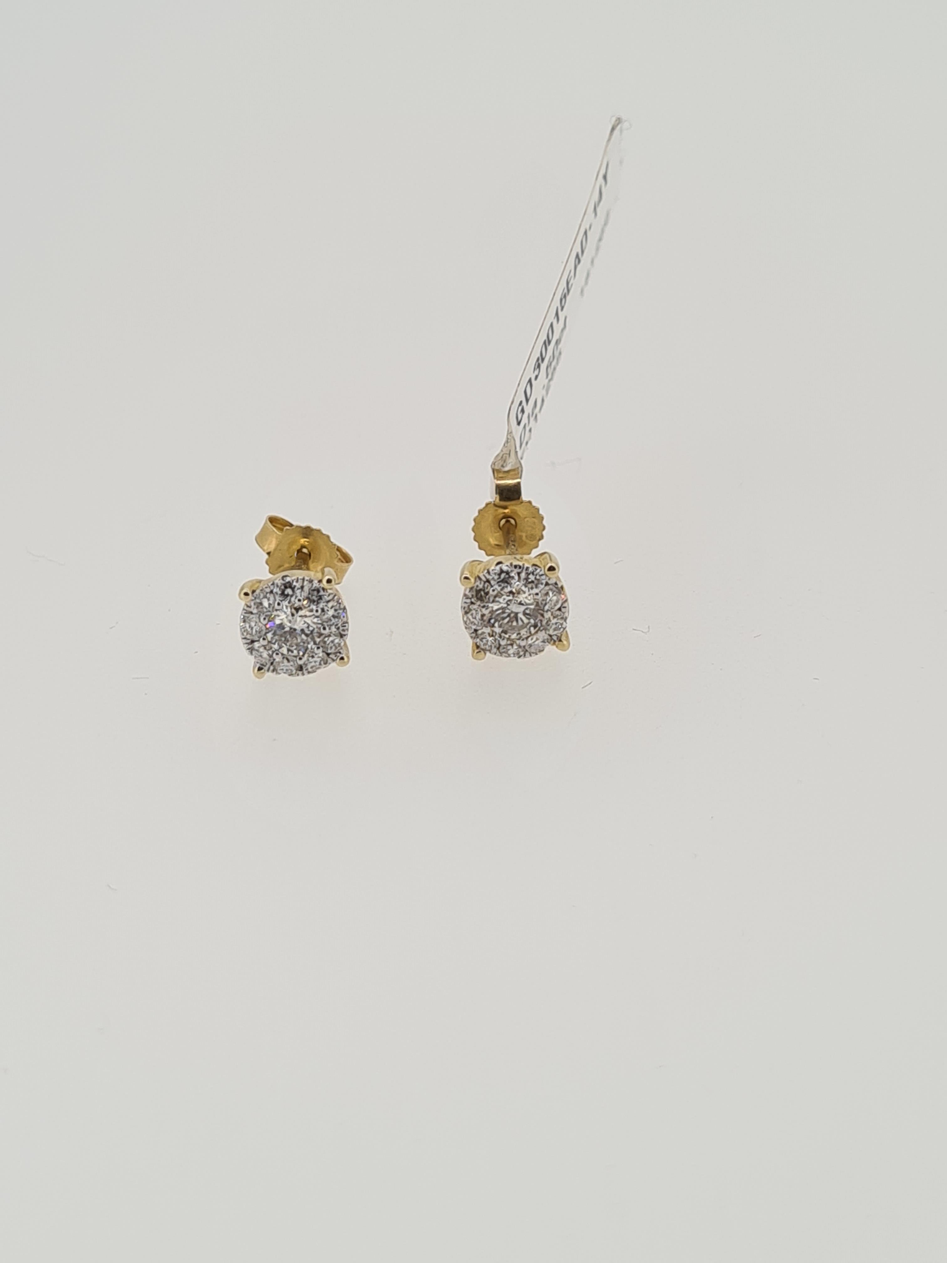 14ct yellow gold diamond stud earrings - Image 2 of 3