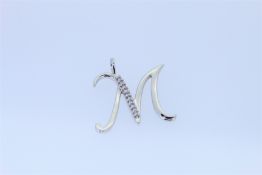 9k White Gold Diamond Set M Initial Pendant