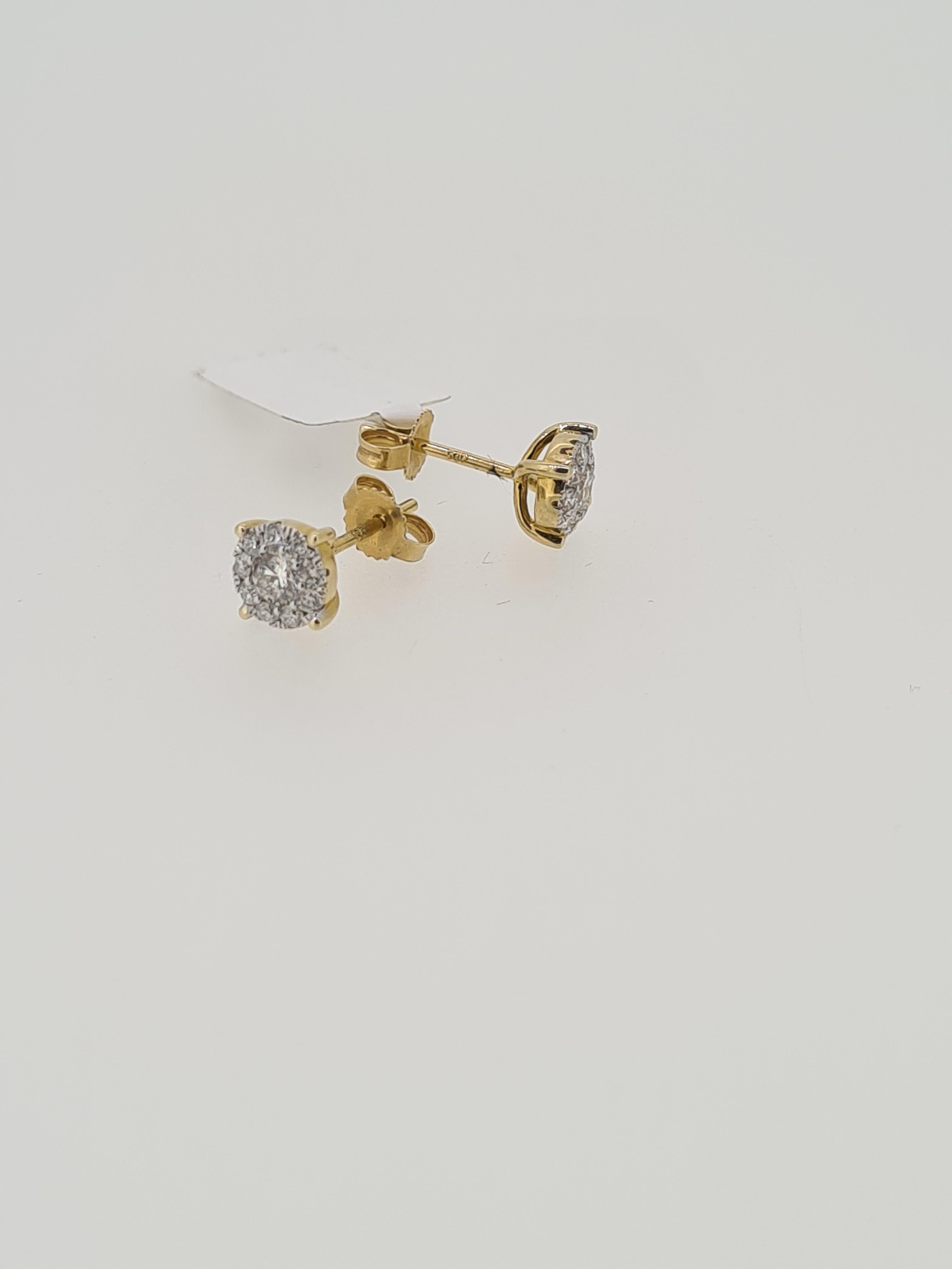 14ct yellow gold diamond stud earrings - Image 3 of 3