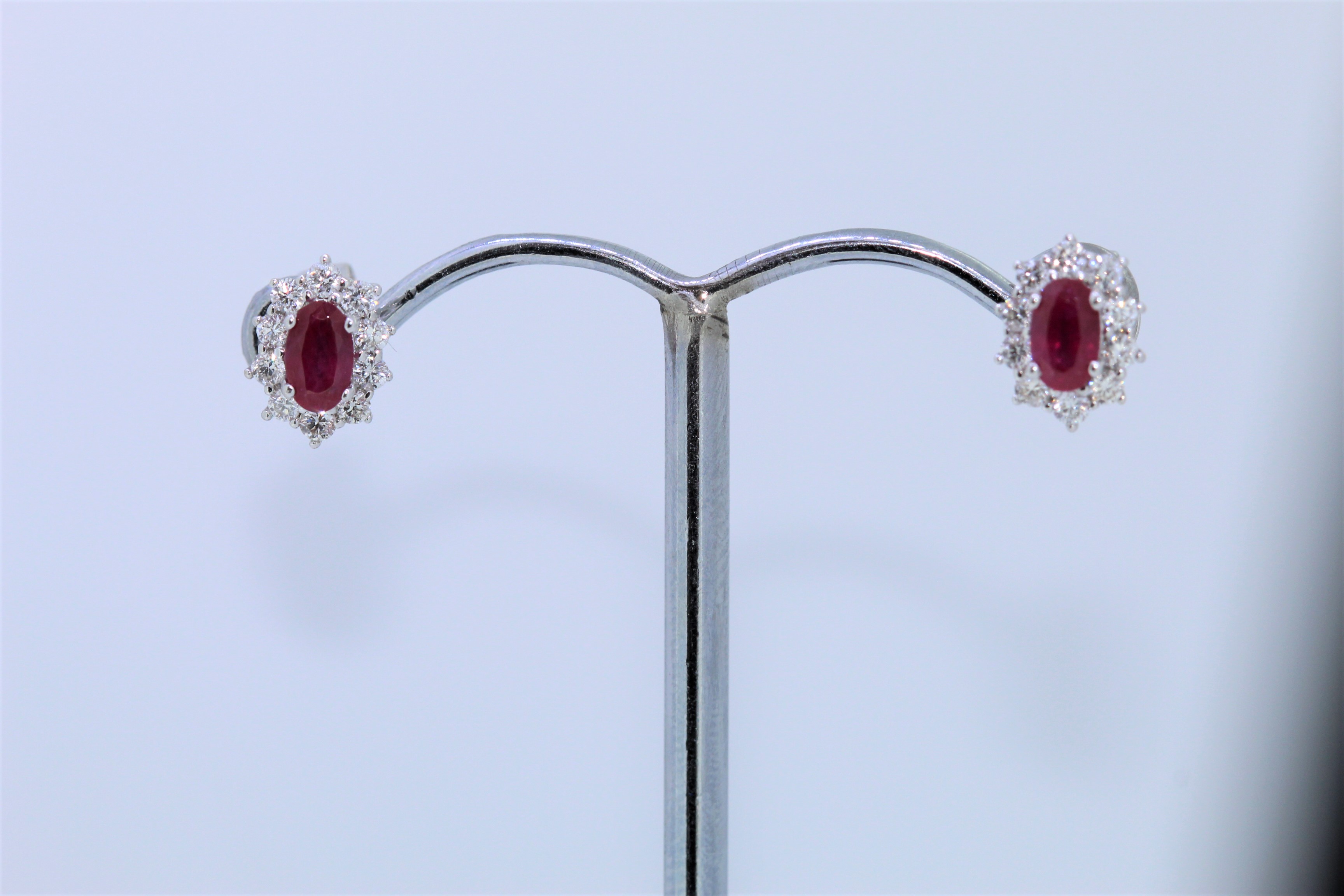 9k White Gold Ruby And Diamond Earrings - Image 3 of 3