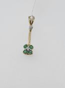 9ct hallmark yellow gold emerald and diamond pendant