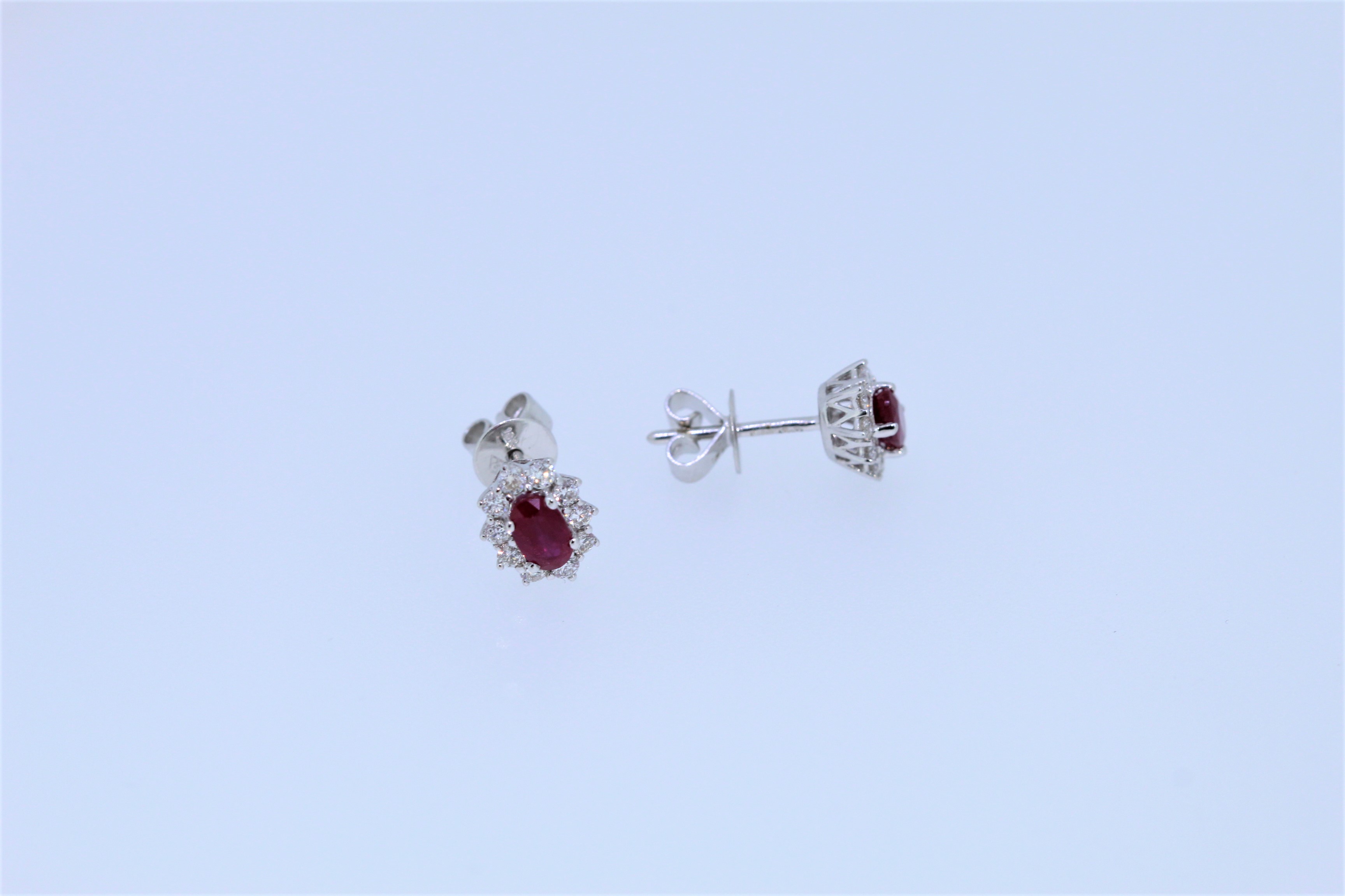 9k White Gold Ruby And Diamond Earrings - Image 2 of 3