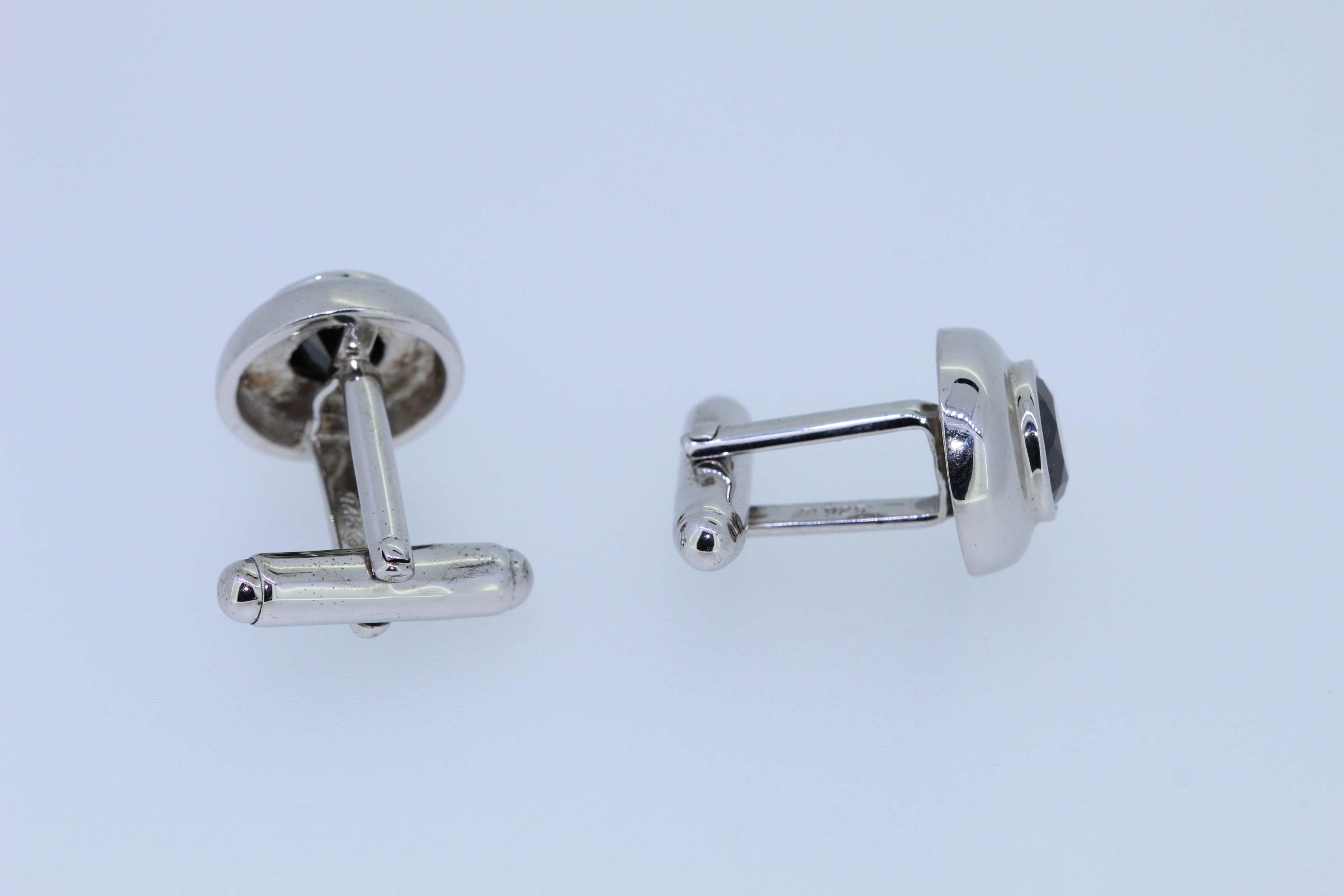 Stamped 925 Silver Cuff Links Set With Hematite - Image 2 of 3