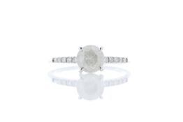 18k White Gold Diamond Ring With Stone Set Shoulders 1.05 Carats