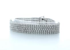 18k White Gold Five Row Diamond Bracelet 11.73 Carats