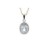 9k Yellow Gold Diamond And Green Amethyst Pendant