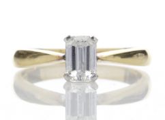 18k Single Stone Emerald Cut Diamond Ring 0.72 Carats