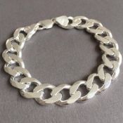 925 Sterling Silver Mens Solid Cuban Curb Link Chain Bracelet 13mm 56GR 9 inch - 23cm