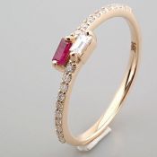 14 kt. Yellow gold - Ring - 0.14 ct Diamond - Ruby