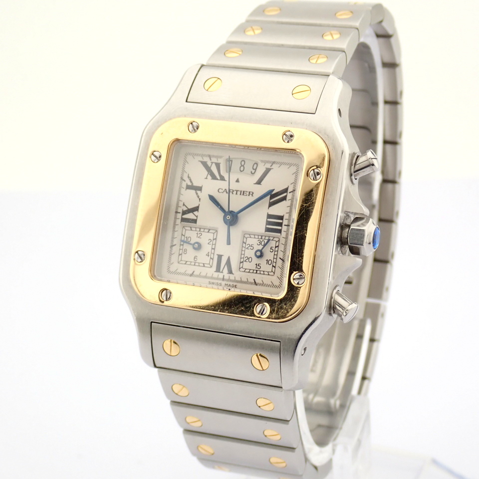 Cartier / Santos Galbee Chronoflex 18k Gold Steel chronograph - Gentlmen's Gold/Steel Wrist Watch - Image 17 of 22