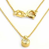 14K Yellow Gold - Diamond Pendant Necklace 0,07 ct