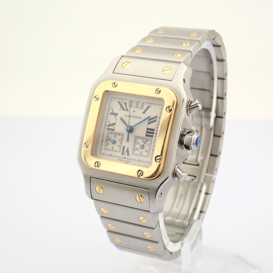 Cartier / Santos Galbee Chronoflex 18k Gold Steel chronograph - Gentlmen's Gold/Steel Wrist Watch - Image 16 of 22