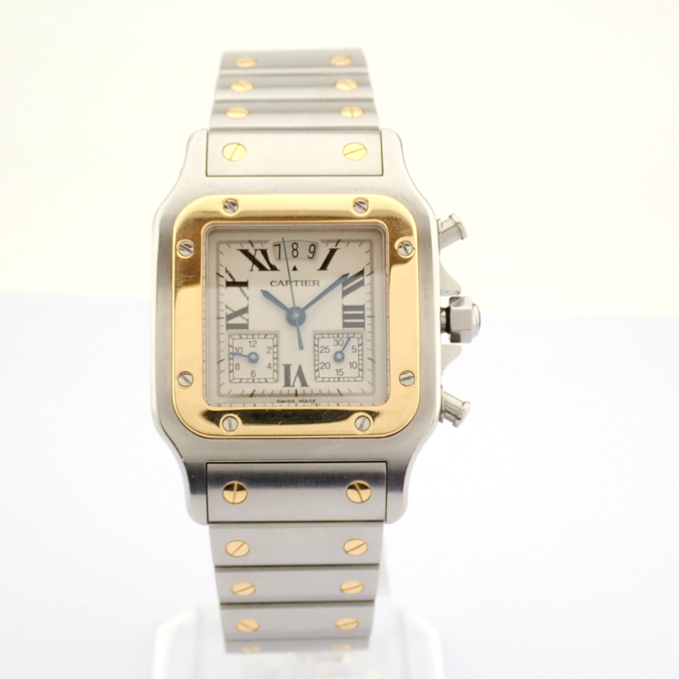 Cartier / Santos Galbee Chronoflex 18k Gold Steel chronograph - Gentlmen's Gold/Steel Wrist Watch - Image 12 of 22