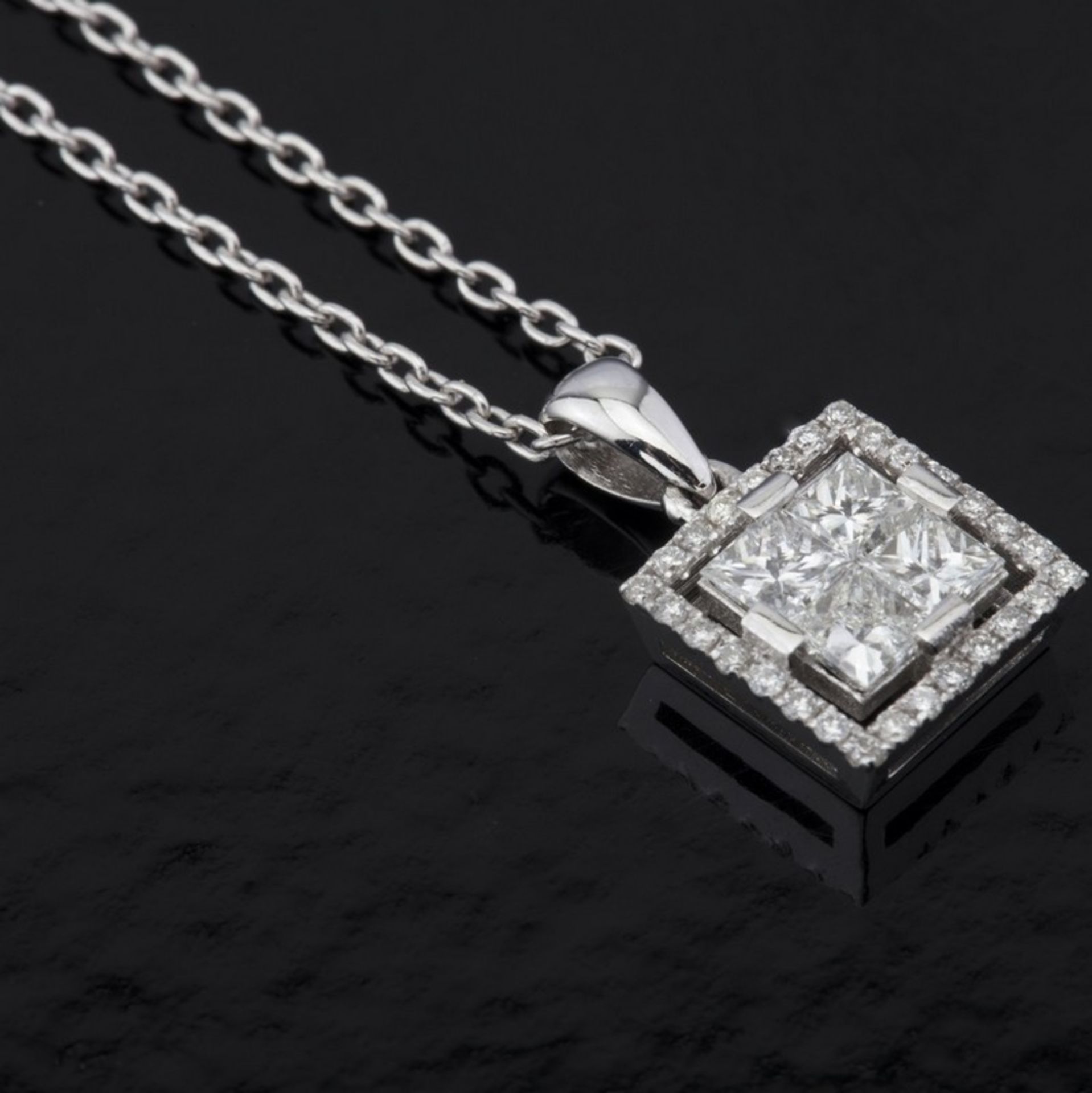 14 kt. White gold - Necklace with pendant - 0.50 ct Diamond - Image 3 of 5