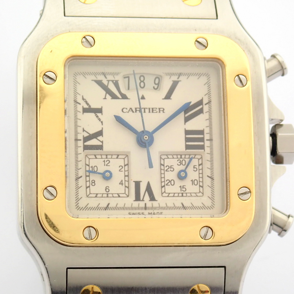 Cartier / Santos Galbee Chronoflex 18k Gold Steel chronograph - Gentlmen's Gold/Steel Wrist Watch - Image 3 of 22
