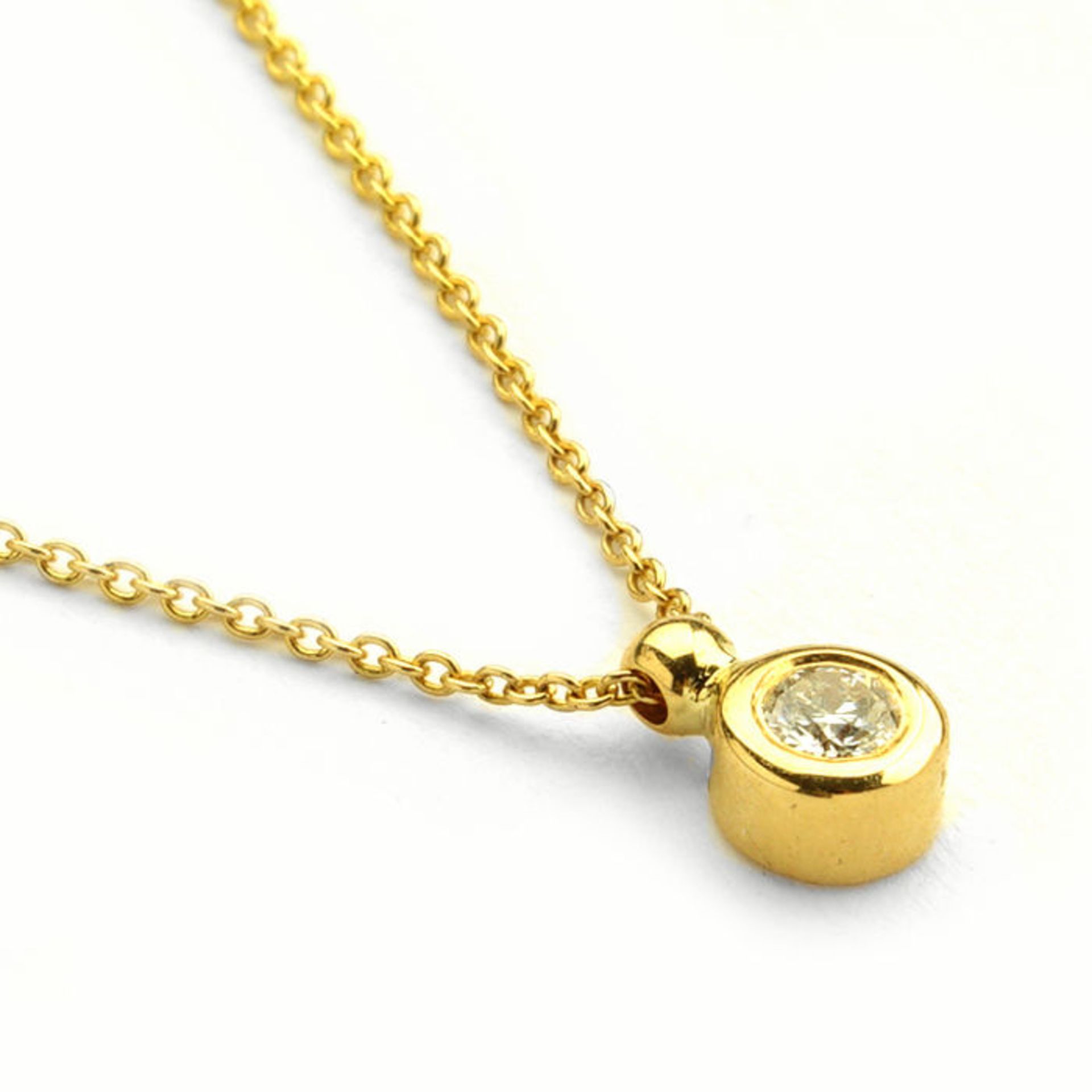 14K Yellow Gold - Diamond Pendant Necklace 0,14 ct - Image 2 of 3