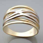 Italian Design Ring. In 14K Yellow and White Gold