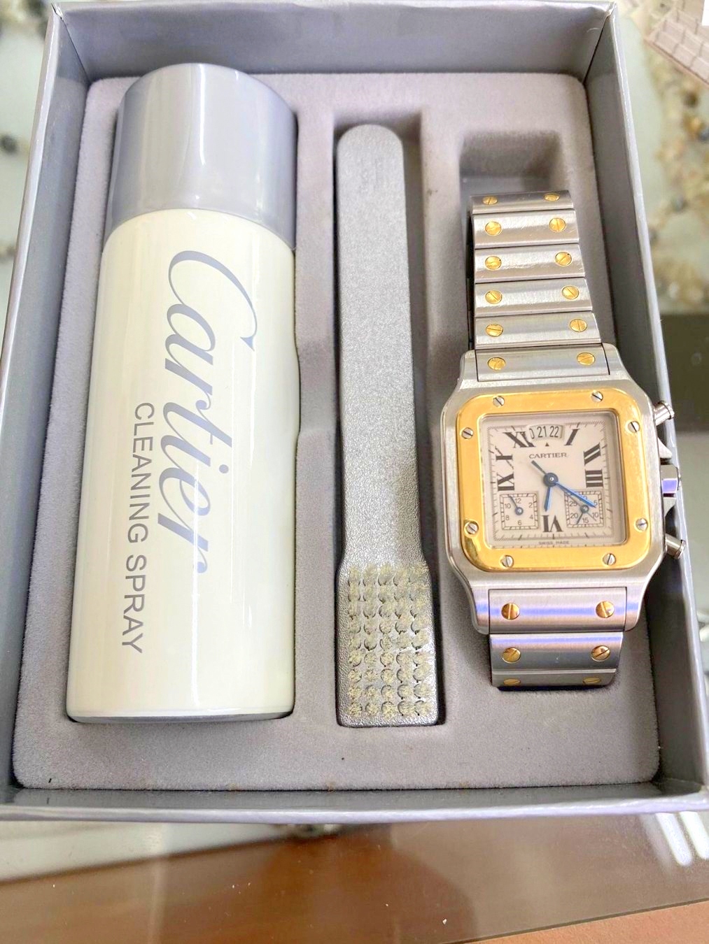 Cartier / Santos Galbee Chronoflex 18k Gold Steel chronograph - Gentlmen's Gold/Steel Wrist Watch - Image 15 of 22