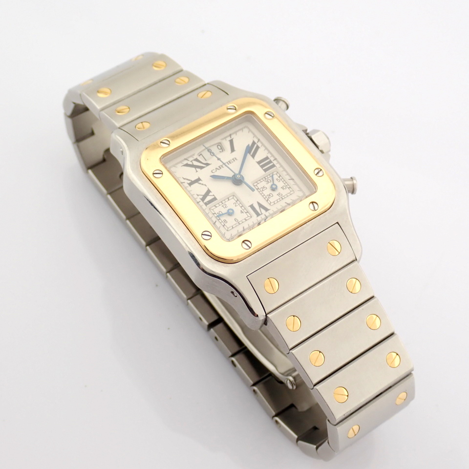 Cartier / Santos Galbee Chronoflex 18k Gold Steel chronograph - Gentlmen's Gold/Steel Wrist Watch - Image 6 of 22