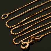 19.7 In (50 cm) Beat / Ball Chain Necklace. In 14K Rose/Pink Gold