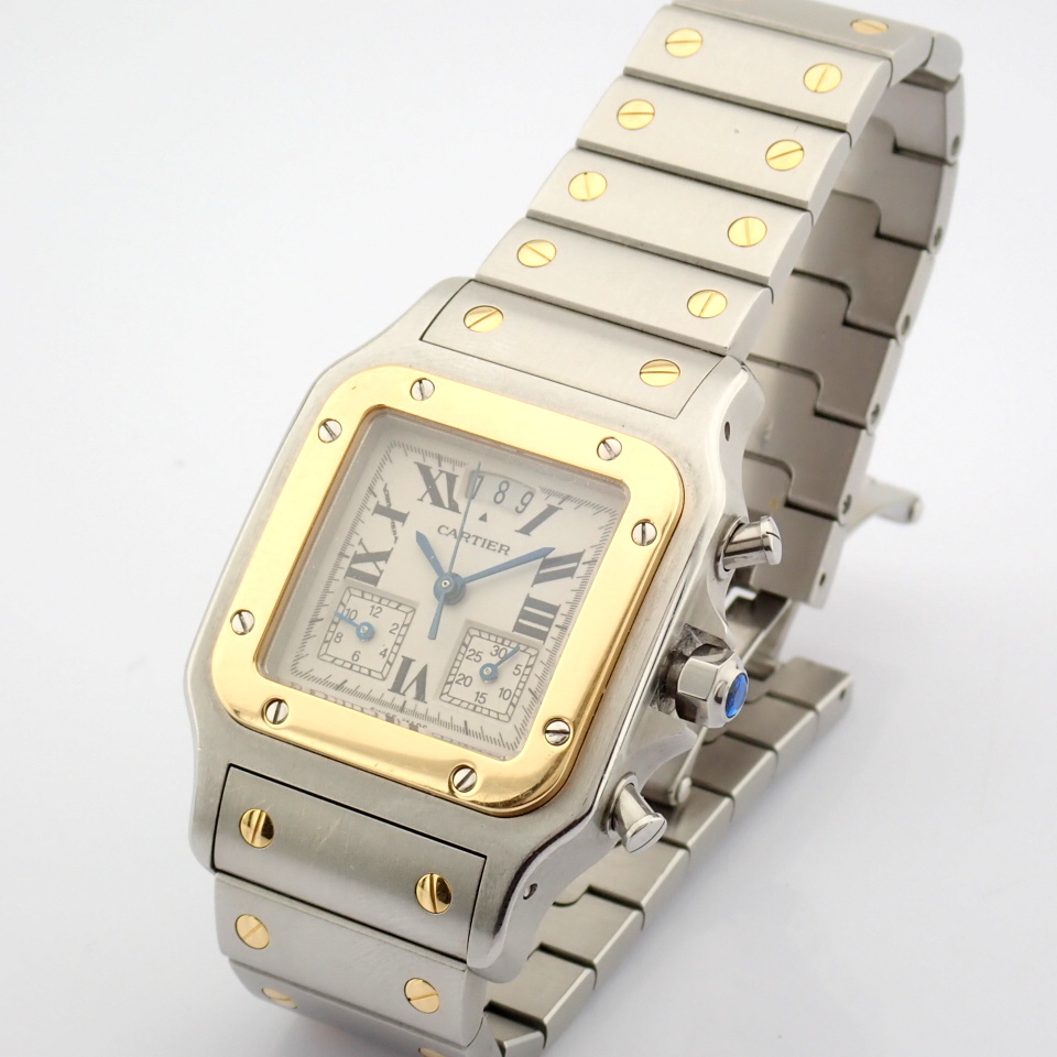 Cartier / Santos Galbee Chronoflex 18k Gold Steel chronograph - Gentlmen's Gold/Steel Wrist Watch - Image 5 of 22