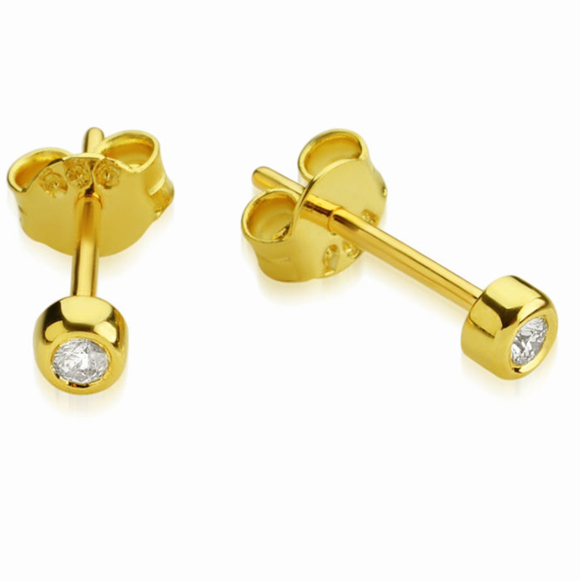 14K Yellow Gold - Diamond Earring 0,14 ct - Image 3 of 3