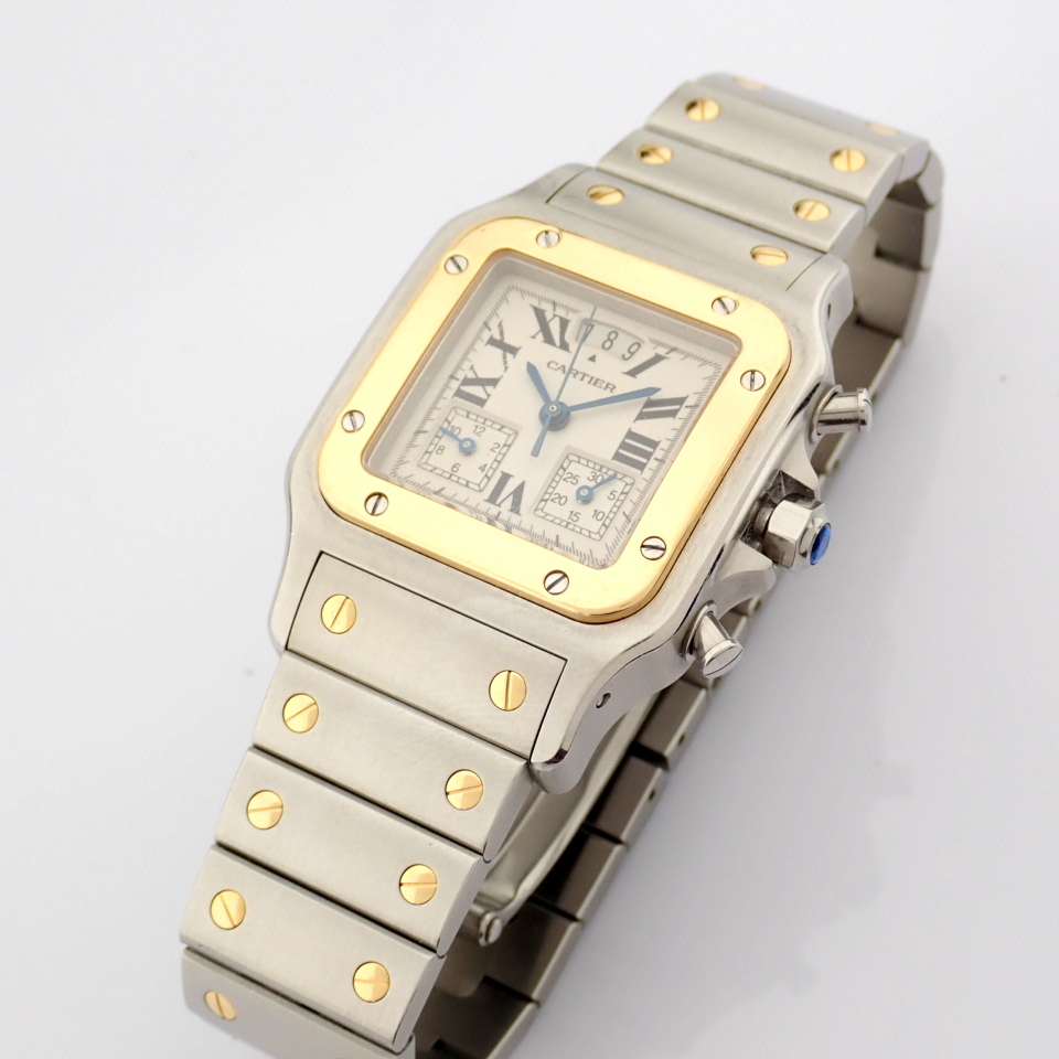 Cartier / Santos Galbee Chronoflex 18k Gold Steel chronograph - Gentlmen's Gold/Steel Wrist Watch - Image 7 of 22