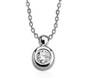 14K White Gold - Diamond Pendant Necklace 0,07 ct