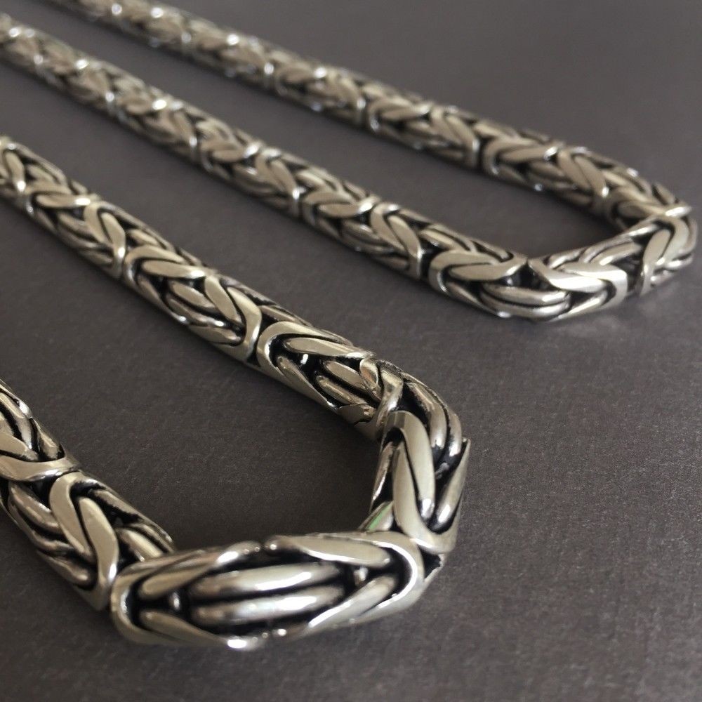 Mens King Byzantine Chain Necklaces Round 8mm 161GR , 22 inch - 55cm , 925 Silver Sterling - Image 3 of 6