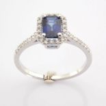 14 kt. White gold - Ring - 0.12 ct Diamond - Sapphire