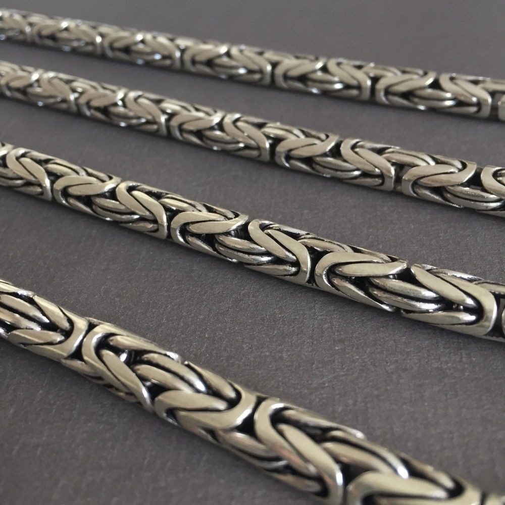 Mens King Byzantine Chain Necklaces Round 8mm 161GR , 22 inch - 55cm , 925 Silver Sterling - Image 5 of 6