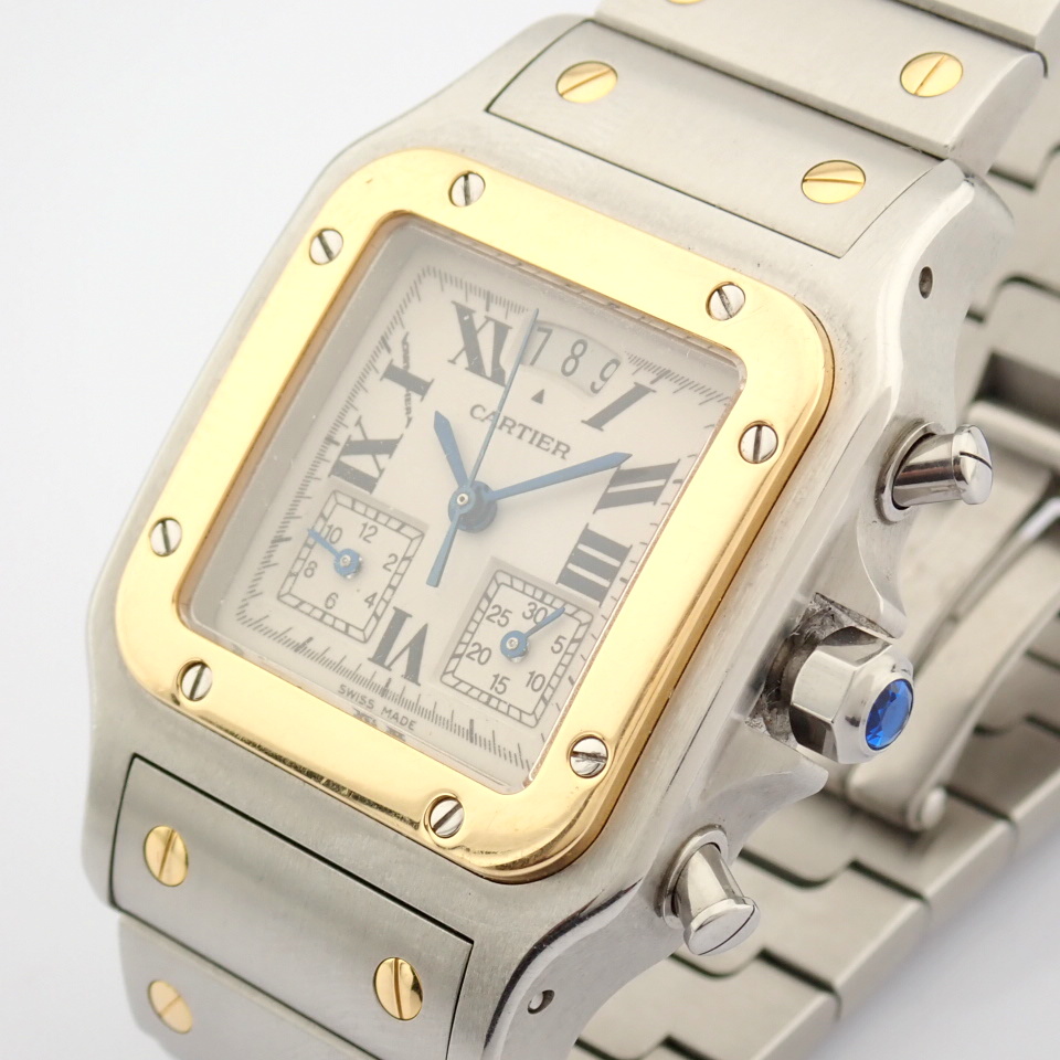 Cartier / Santos Galbee Chronoflex 18k Gold Steel chronograph - Gentlmen's Gold/Steel Wrist Watch - Image 4 of 22