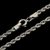 19.7 In (50 cm) Rope Chain Necklace. In 14K White Gold