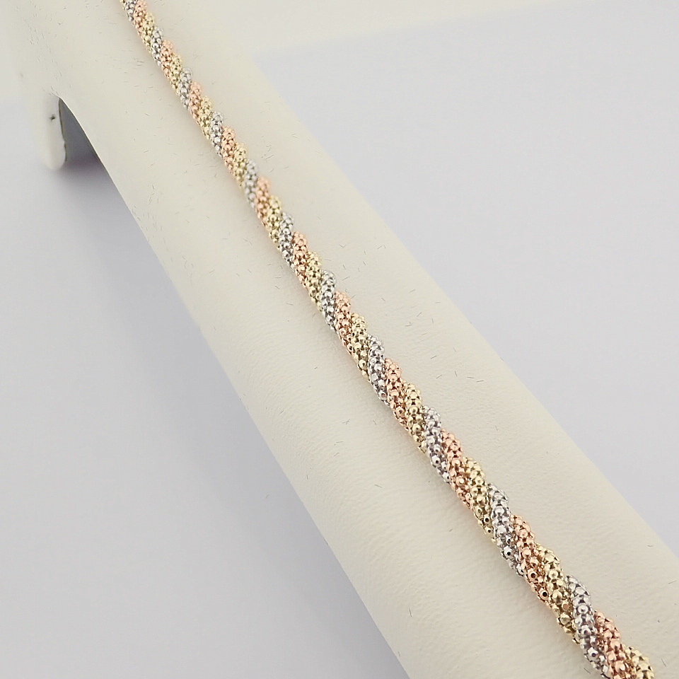 Italian Beat Dorica Bracelet. In 14K Tri Colour White Yellow and Rosegold - Image 4 of 7