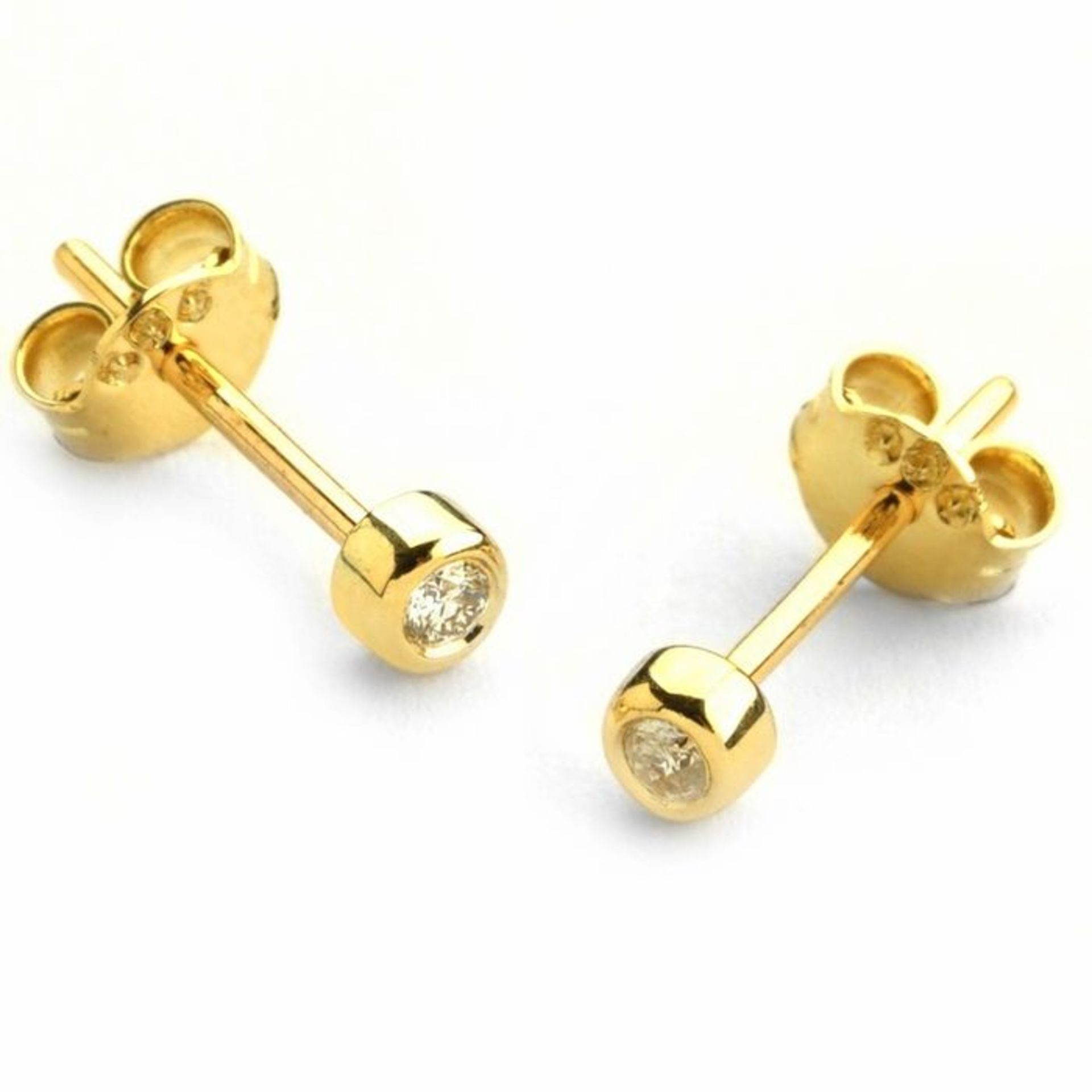 14K Yellow Gold - Diamond Earring 0,14 ct - Image 2 of 3