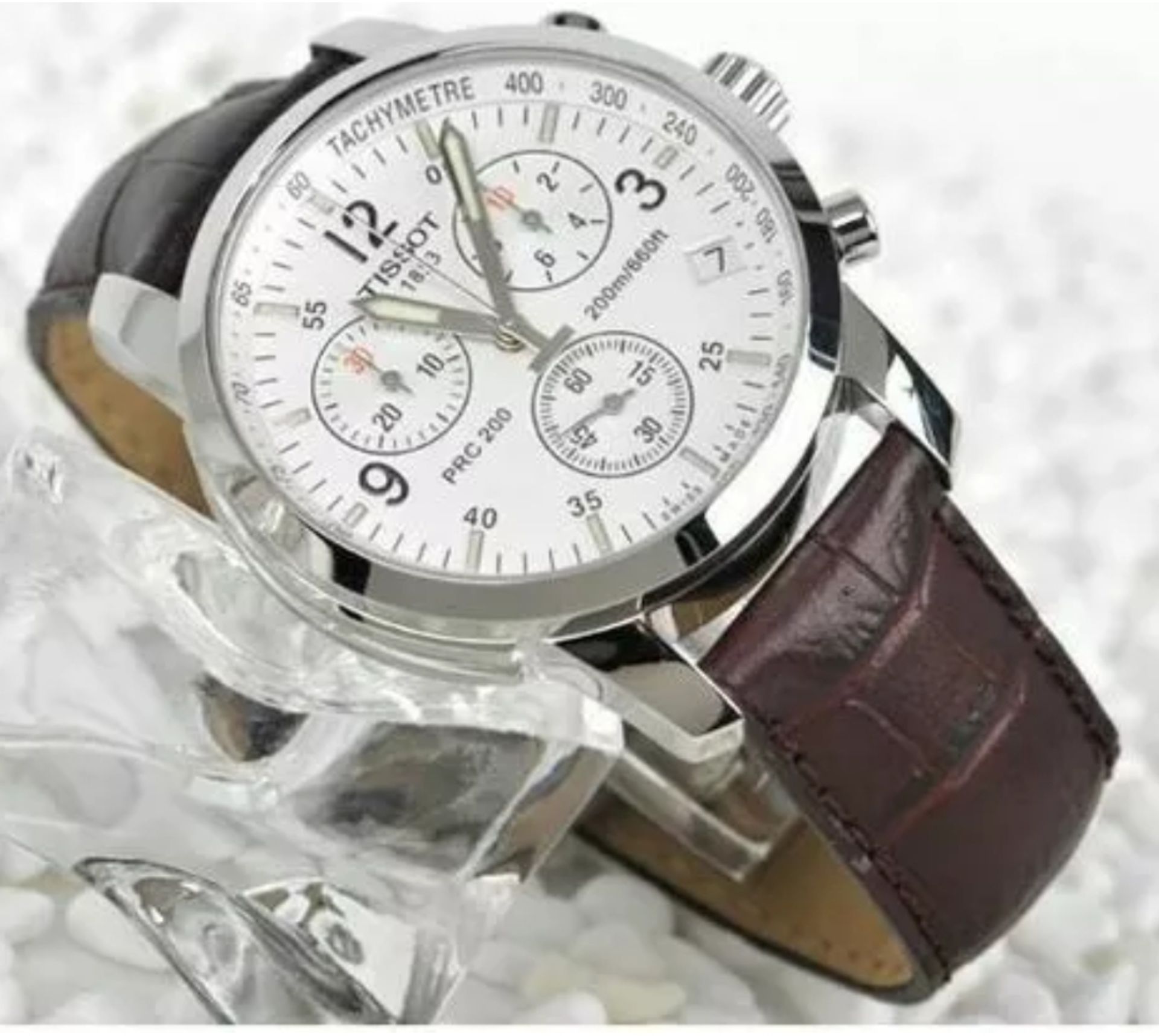 Tissot T-Sport Prc200 Chronograph Men's Brown Leather Strap Watch T17.1.516.32 - Image 3 of 10