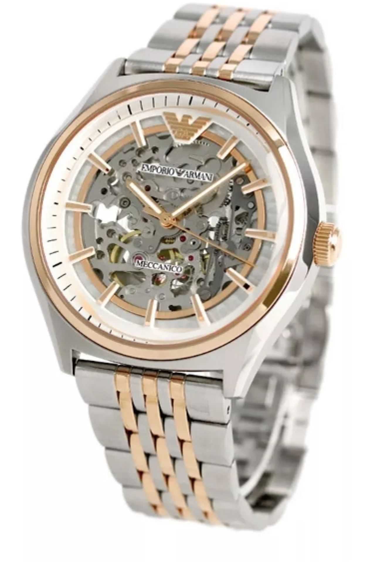 Emporio Armani - Mens Meccanico Two Tone Skeleton Watch Ar60002 - Image 2 of 6